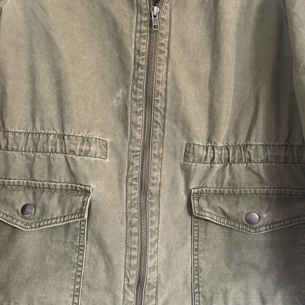 BP Army Utility Jacket Full Zip Long Sleeve Pockets  Cotton Olive Green Size M - Picture 2 of 10